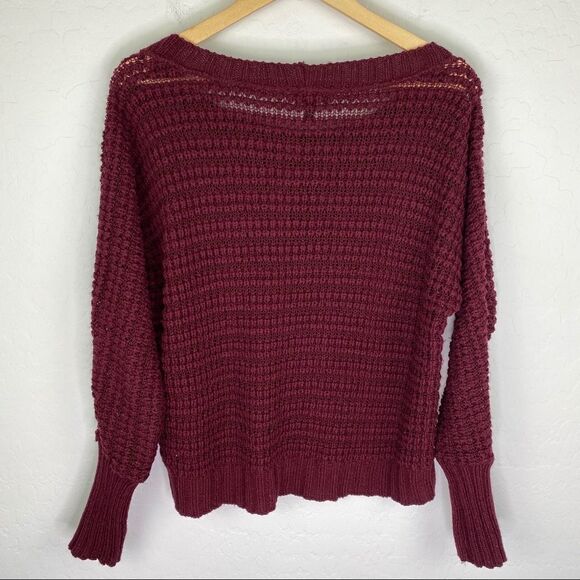 Express maroon slouchy cozy cropped sweater - Picture 2 of 5